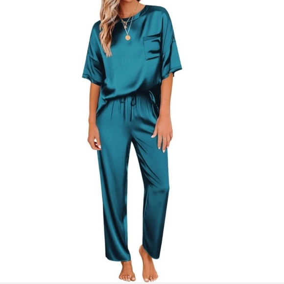 Ekouaer Other - NWOT Ekouaer Women 2XL Satin Pajama Set Loungewear Teal Green